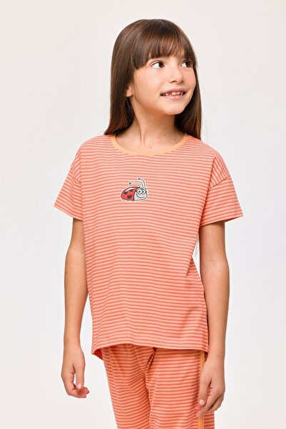 Woody 10-16 Years Old Girl's Pajamas-Tzg - 912-Striped Orange