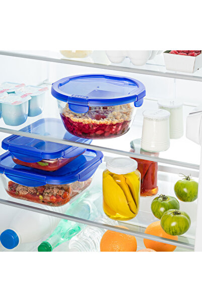 Pyrex Kare Kapaklı Saklama Kabı Mavi 1.9 L