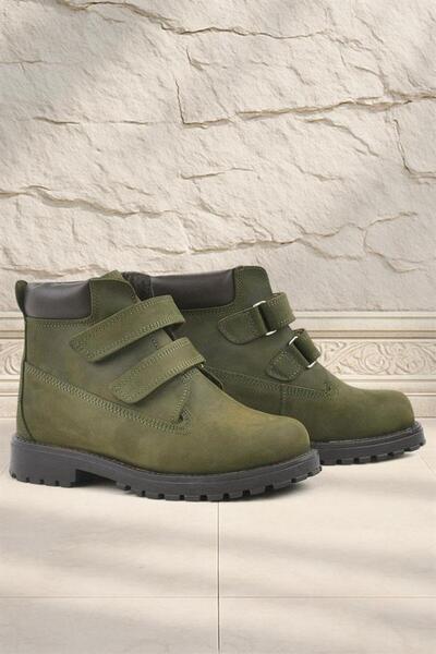 Rakerplus Neson Hakiki Deri Yeşil Cırtlı Çocuk Bot