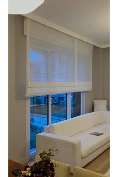 Home Keten tül katlamalı perde kırık beyaz