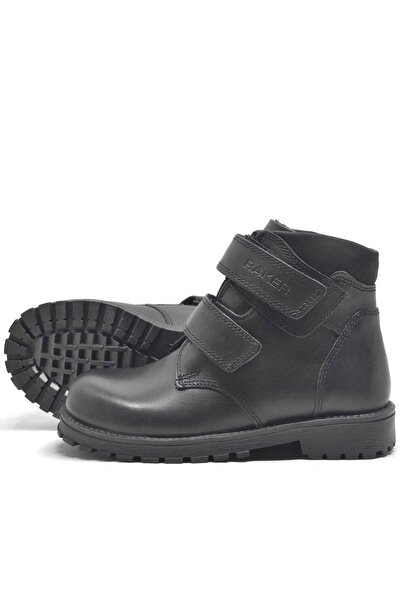 Rakerplus Sentor Справжня шкіра Чорні хутряні дитячі черевики на липучках