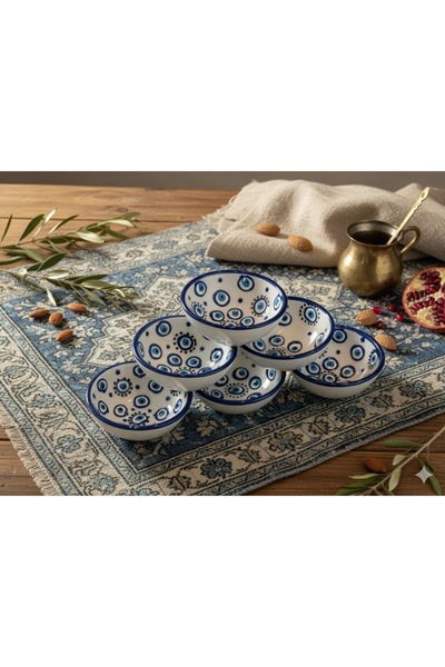 qtahya homes queen of kütahya nazar boncuk kase seti beyaz ton 8 parça