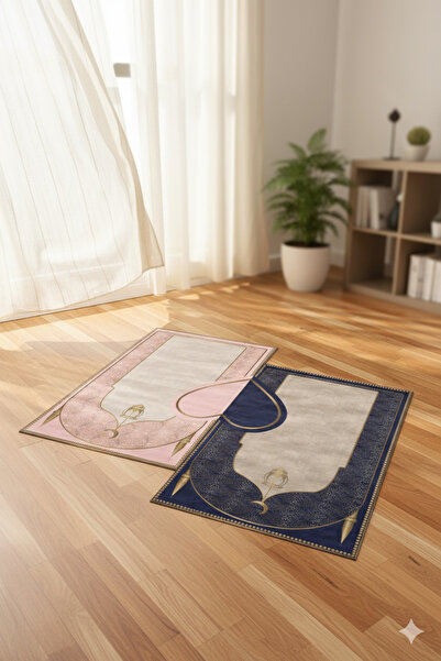 FOREVER ALDORA Double Knee Painless Soft Prayer Mat Set – Pink and Navy Blue