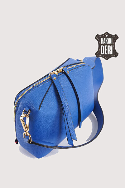SİMORE Hakiki Deri Kadın El Çantası Mavi SMR9220