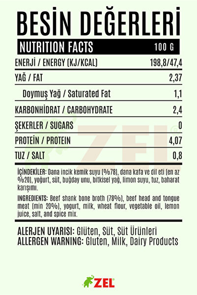 Zel Kelle Paça Çorbası 480 Ml - Ilikli Kemik Suyundan