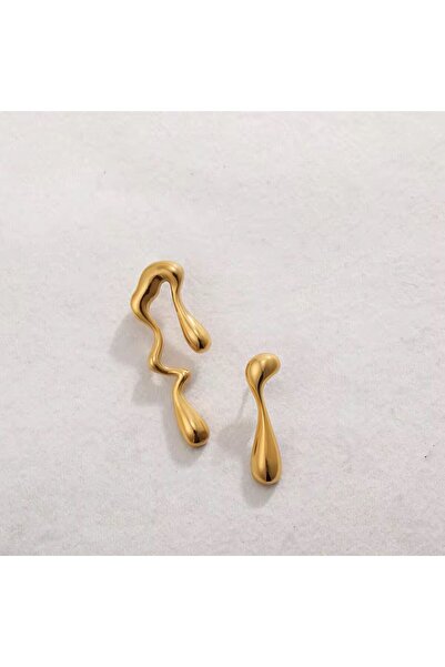 DEMOKAN Kadın Küpe Özel Tasarım Küçük Liquit Küpe