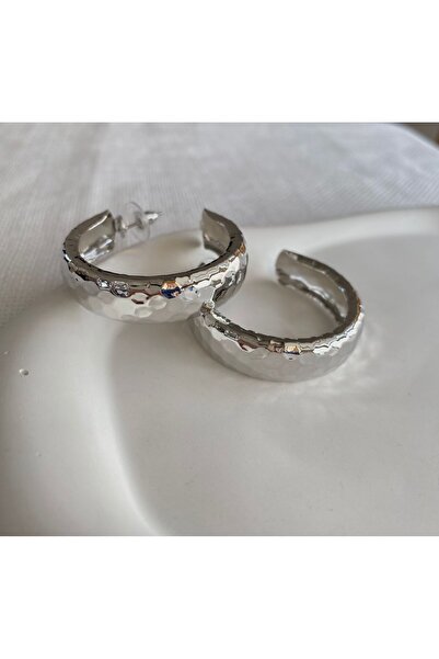 DEMOKAN Kadın Küpe Özel Seri Taşlanmış Yarım Halka Küpe