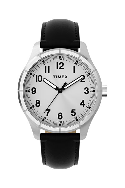 Timex Main Street 42mm Leather Strap Watch