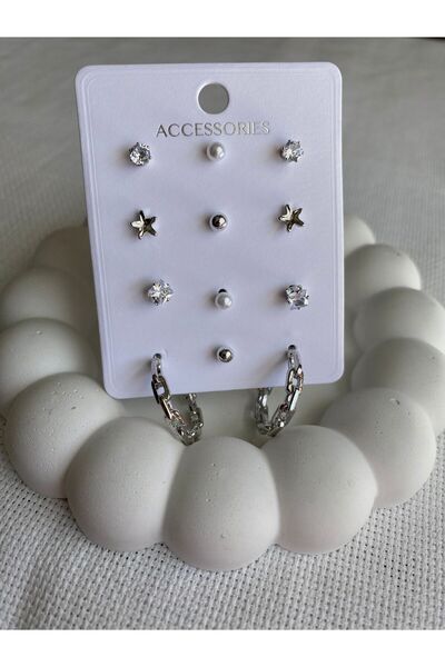 DEMOKAN أقراط دائرية مكونة من 12 نجمة - للنساء