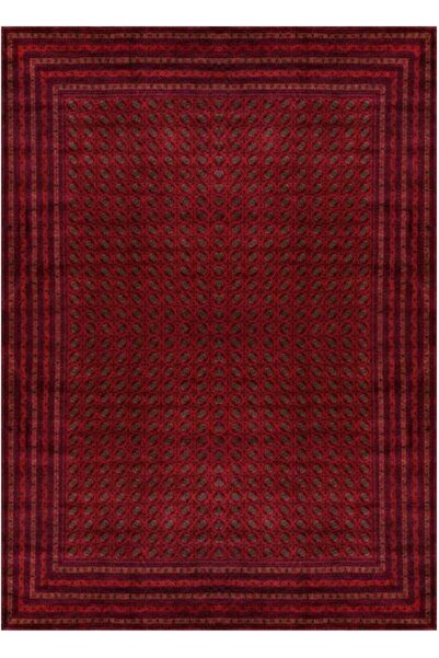 Çam Halı Gloria TD404 Bordo Afgan Desen Dokuma Saçaklı Kilim
