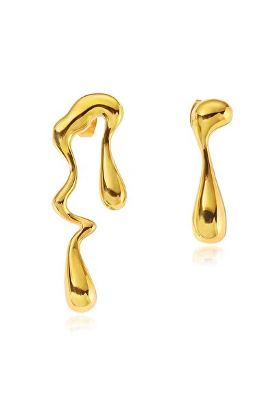 DEMOKAN Kadın Küpe Özel Tasarım Küçük Liquit Küpe