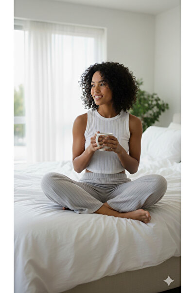 chiara grazia Pantaloni de pijama interlock cu textura moale