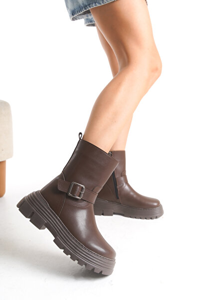 Solo Bag Women's New Season Flat Buckle Detailed Zippered Daily Comfortable Fit Boots