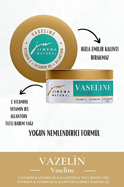 Jimena Natural E Vitaminli Vazelin 120 ml, Vitamin B5, Allantoin, Nemlendirici