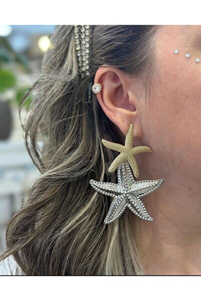 DEMOKAN نمط نجم البحر - أقراط مستوردة غير مشوهة، سلسلة VIP بتصميم خاص