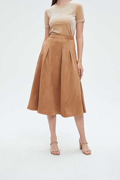 Nichii Ruffled Solid Midi Skirt