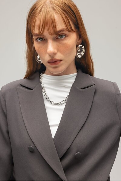 Saade Anthracite Pocket Detailed Business Blazer Jacket