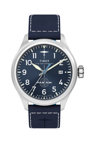 Timex x Pan Am® Waterbury Automatic Ace 41mm Leather Strap Watch