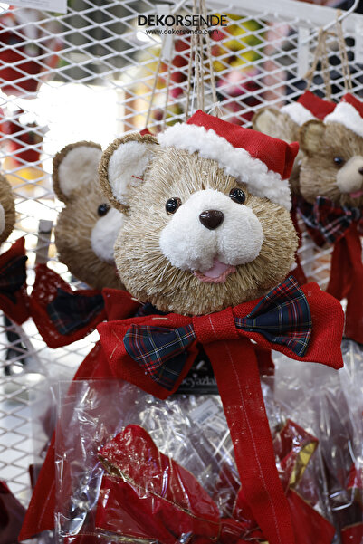 Dekorsende Ornament pentru ușă de Anul Nou Ursuleț mare Teddy Bear Roșu 60 cm