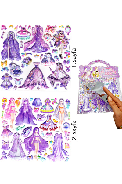 Limmy Sticker Kabartmalı Çantalı iki Sayfalı Sticker Seti (HQK013) - 21x17 cm...