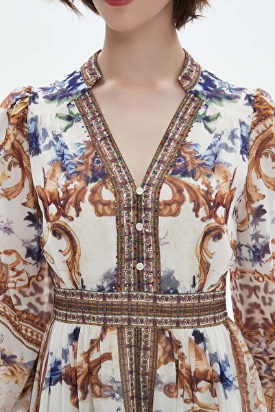 Nichii Sleeveless Midi Dress with Shirt Collar and Flared Hem