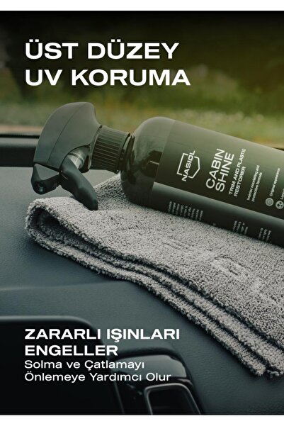 Nasiol Cabinshine Trim ve Plastik Korucuyu/Yenileyici-500ml-Plastik Yüzey,Torpido Parlatıcı Bakımı