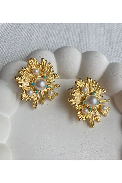 DEMOKAN Pearl Blue Stone Special Design Non-Tarnish Women's Earrings