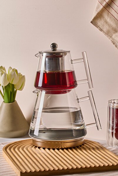 Perotti طقم إبريق شاي من زجاج البورسليكات من فرانكا
