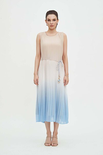 mica فستان ميدي متعدد الألوان مع رقبة دائرية