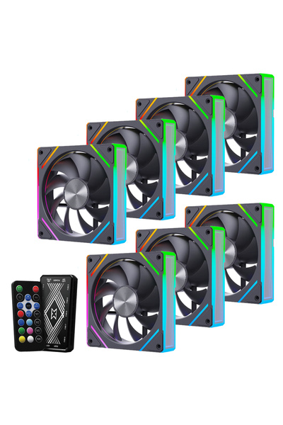 GAMELİNE FRESH x2 7'li SET KUMANDALI 120mm ARGB Kasa Fanı 6 PİN Siyah