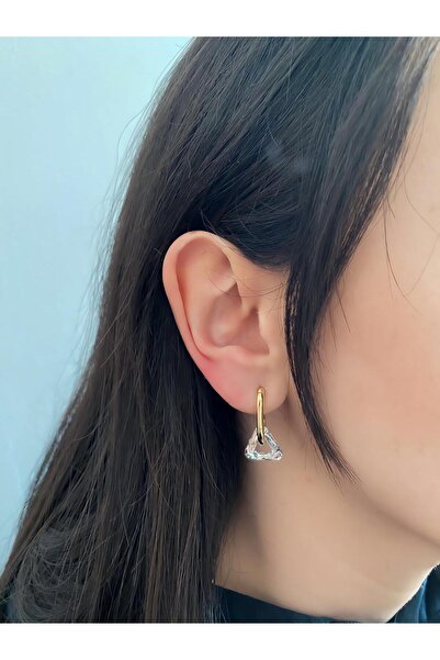 DEMOKAN Kadın Küpe Geçme Üçgen Halka Küpe