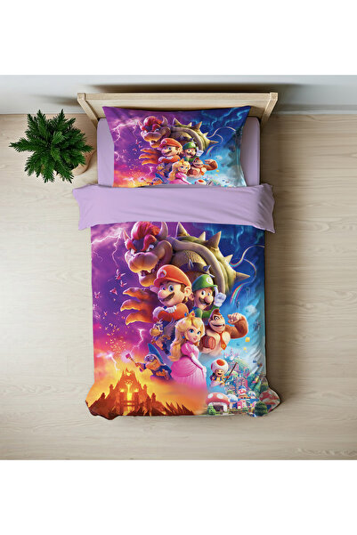 hediyechy Set cu imprimeu Mario - Husă de pilota fără cearșaf Cuțit de bucătărie