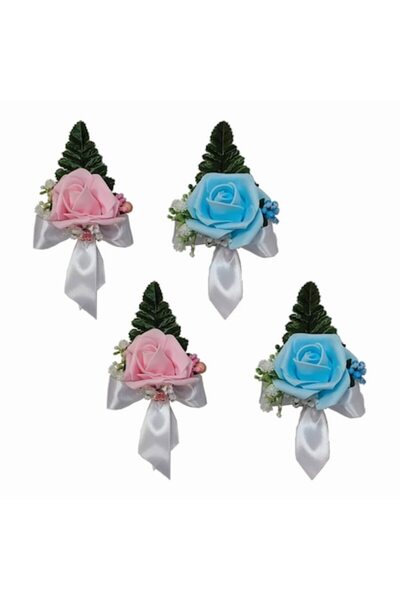 OEM Set of four large chest flowers for parents or godparents with roses on p...