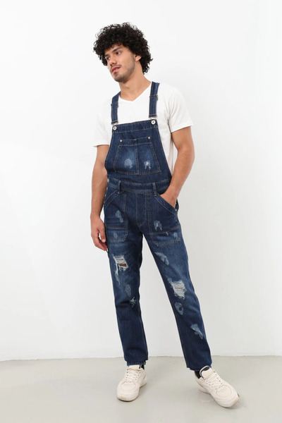 BNY JEANS Men's Jean Overalls Trousers Navy Blue