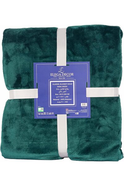 Elega Decor Solid Dark Green Flannel Blanket – Single (150x200 cm) – Soft & Cozy