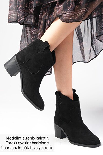 Mio Gusto Γυναικείες μπότες με τακούνι Alessia Western Black Color