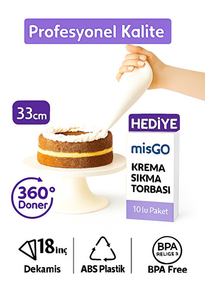 Dekamis Cake Plating Stand 33 Cm Rotating Head + 10 Lure Cream Piping Bag