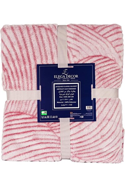 Elega Decor Jacquard Flannel Blanket – Single (150x200 cm) – Abstract Leaf Embossed, Lavender