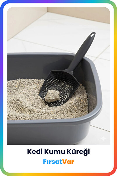 FırsatVar Kedi Kumu Süzme Küreği Plastik Saplı Delikli Kürek
