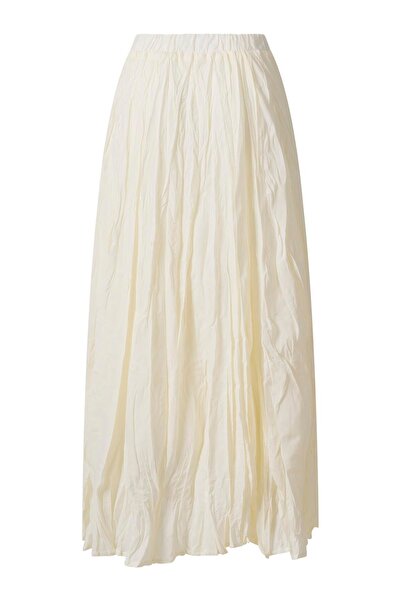 FACETTE Жіноча спідниця міді кольору екрю на еластичній талії