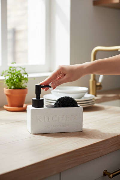 zezedesing Σετ δοσομετρητής υγρού σαπουνιού με σφουγγάρι Pinterest Model Σφουγγάρι & Δοσομετρητής υγρού σαπουνιού (Λευκό)