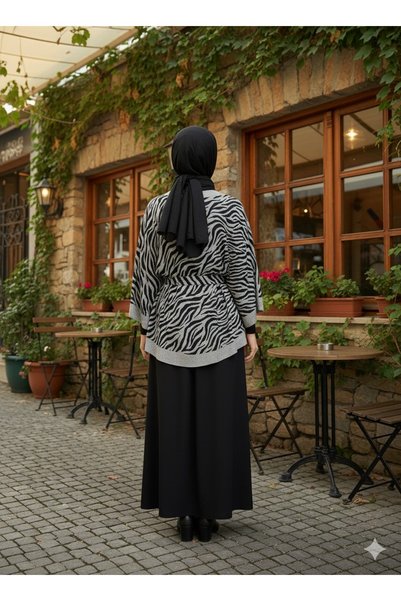 tarzınısec New Season Comfortable Modern Zebra Oversize Poncho / Hijab Tunic - Poncho