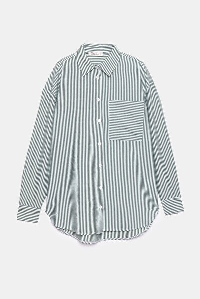 Saade قميص كاكي مخطط - تفاصيل ملفوفة