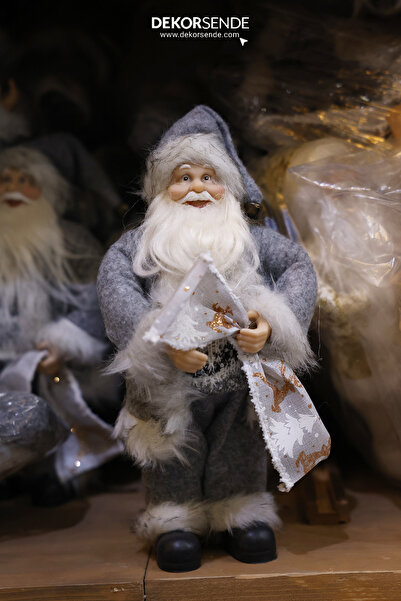 Dekorsende Santa Claus with Gray Fleece 30 cm