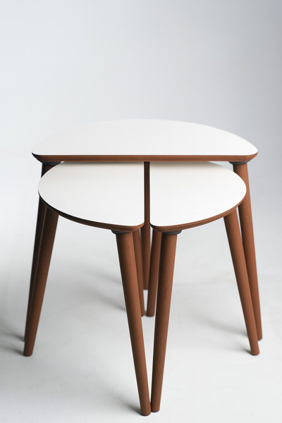 AYGE Roma 3lü Zigon Sehpa %100 MDF Beyaz