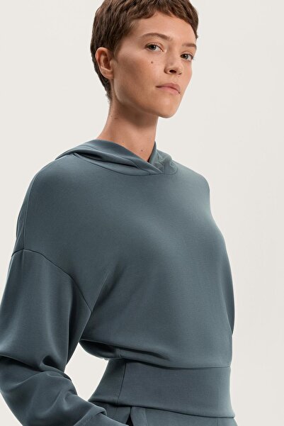 Oysho Modal yumuşak dokulu kapüşonlu crop sweatshirt