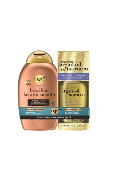 OGX Brazilian Keratin Şampuan 385 ml + Argan Yağ 100 ml
