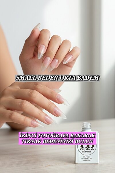 Easy Beauty 100 Adet Jel Tips Badem Orta Uzunlukta Protez Takma Tırnak Seti