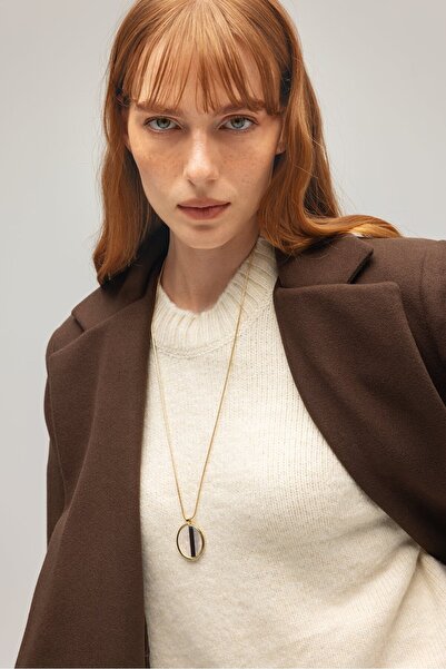 Saade Palton maro pentru femei, oversize, cu două piepturi, lung, țesut, cu detaliu de buzunar