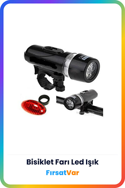 FırsatVar Bisiklet Farı 3 Fonksiyonlu Ön Arka Aydınlatma Stop Far Emniyet Led...